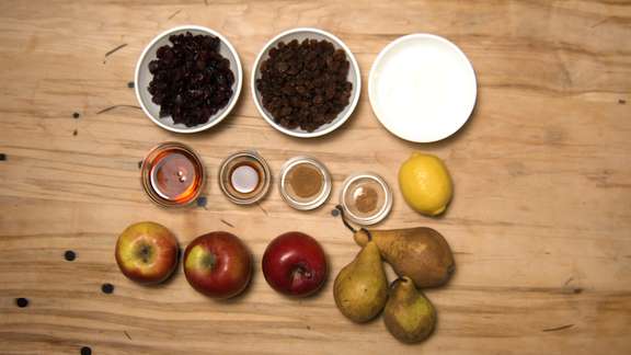 Winter fruit salad mis en place
