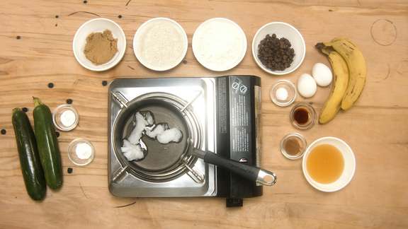 Zucchini chocolate chip muffins step 1