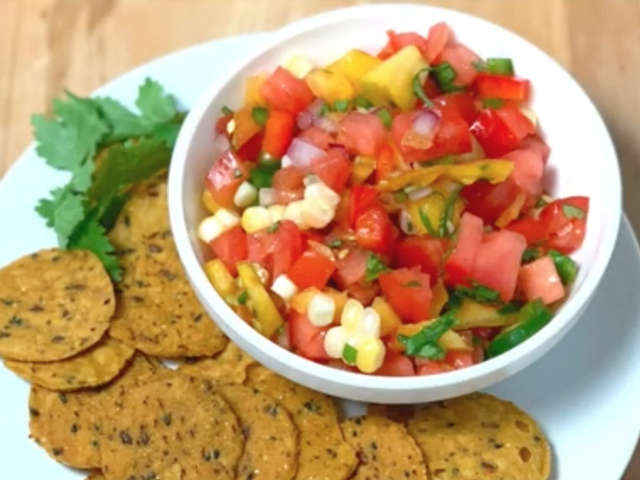 Corn peach salsa